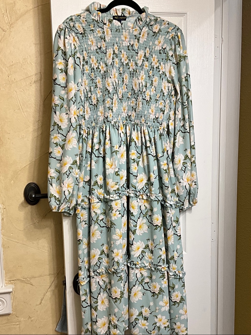 Simply Southern Mint Floral Smocked Tiered Dress